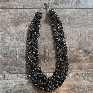 Francesca's Collections Black and Silver Woven Necklace